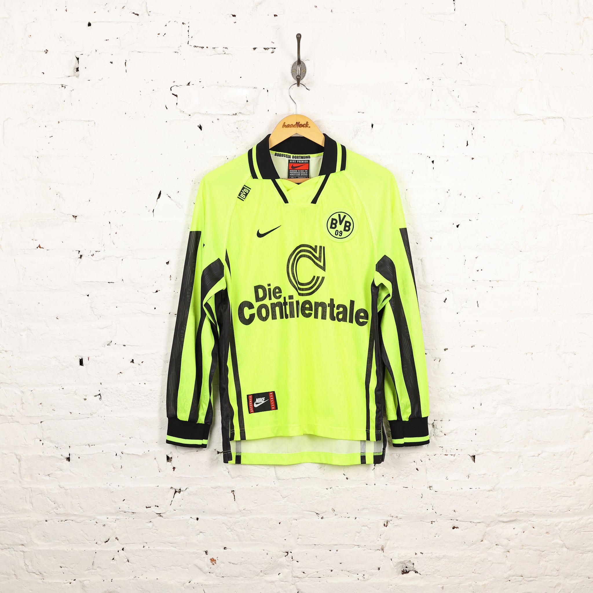 Borussia Dortmund Long Sleeve 1996 Football Shirt - Yellow - S 
