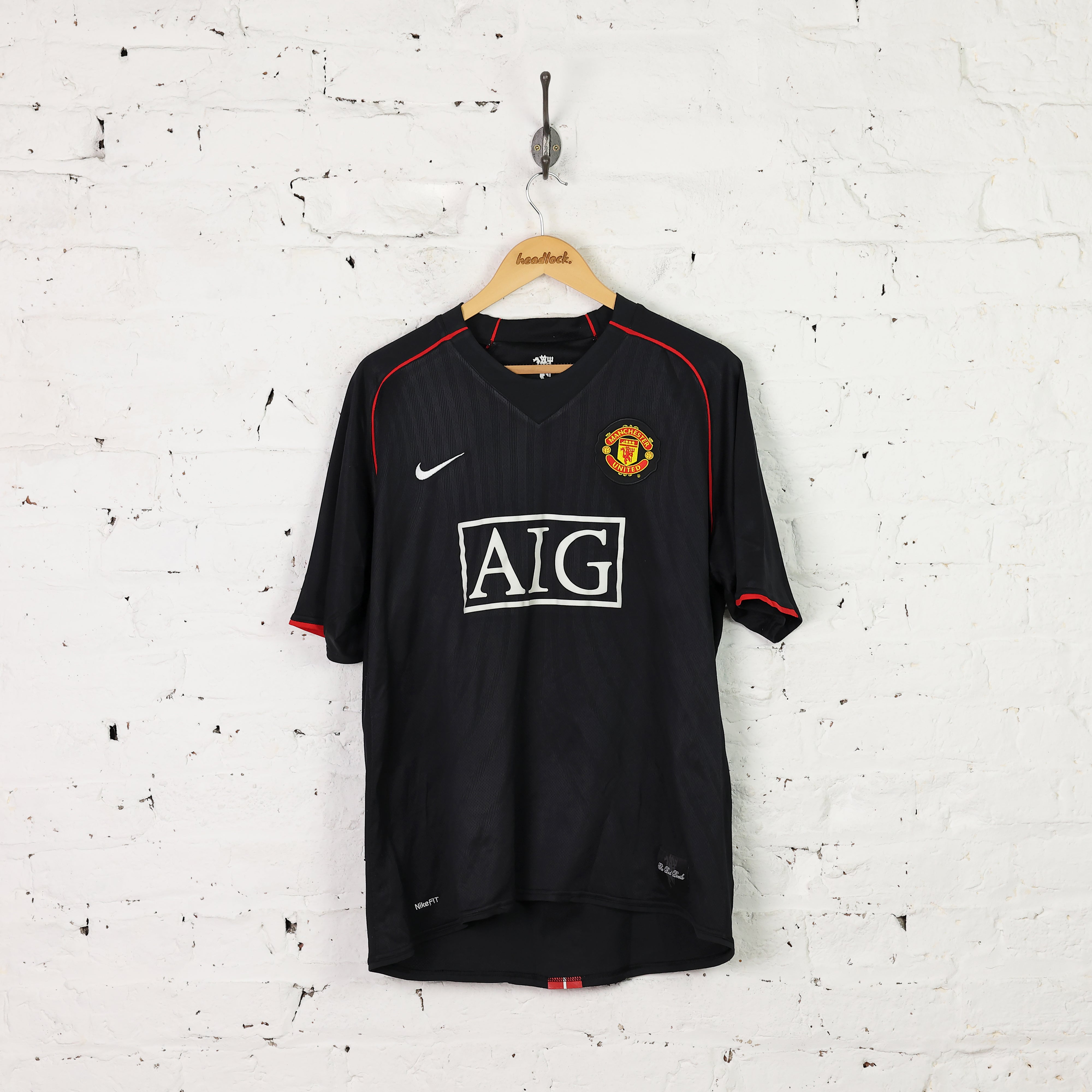 Manchester United 2007 Nike Away Football Shirt Black XL
