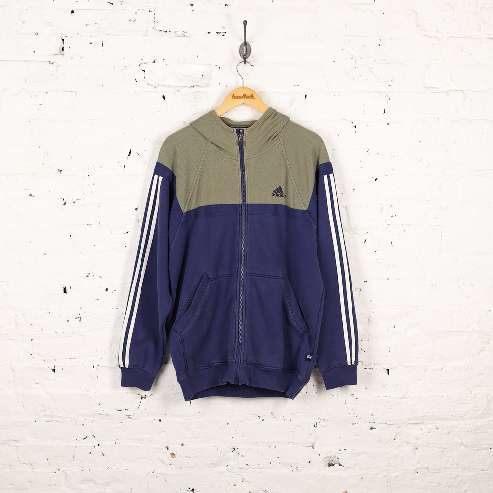 90s Adidas Full Zip Hoodie - Blue/Green - L