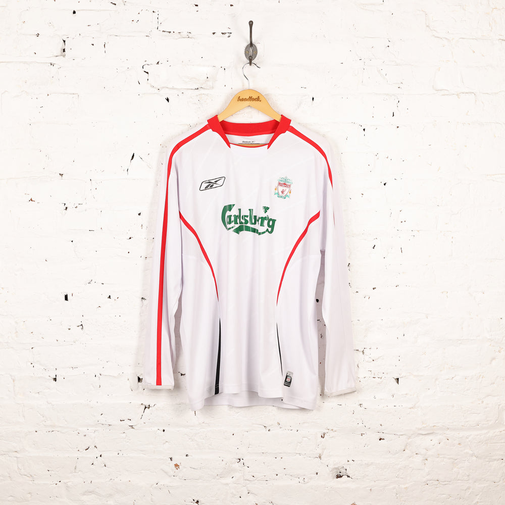 Reebok Liverpool 2005 Long Sleeve Away Football Shirt - White - L