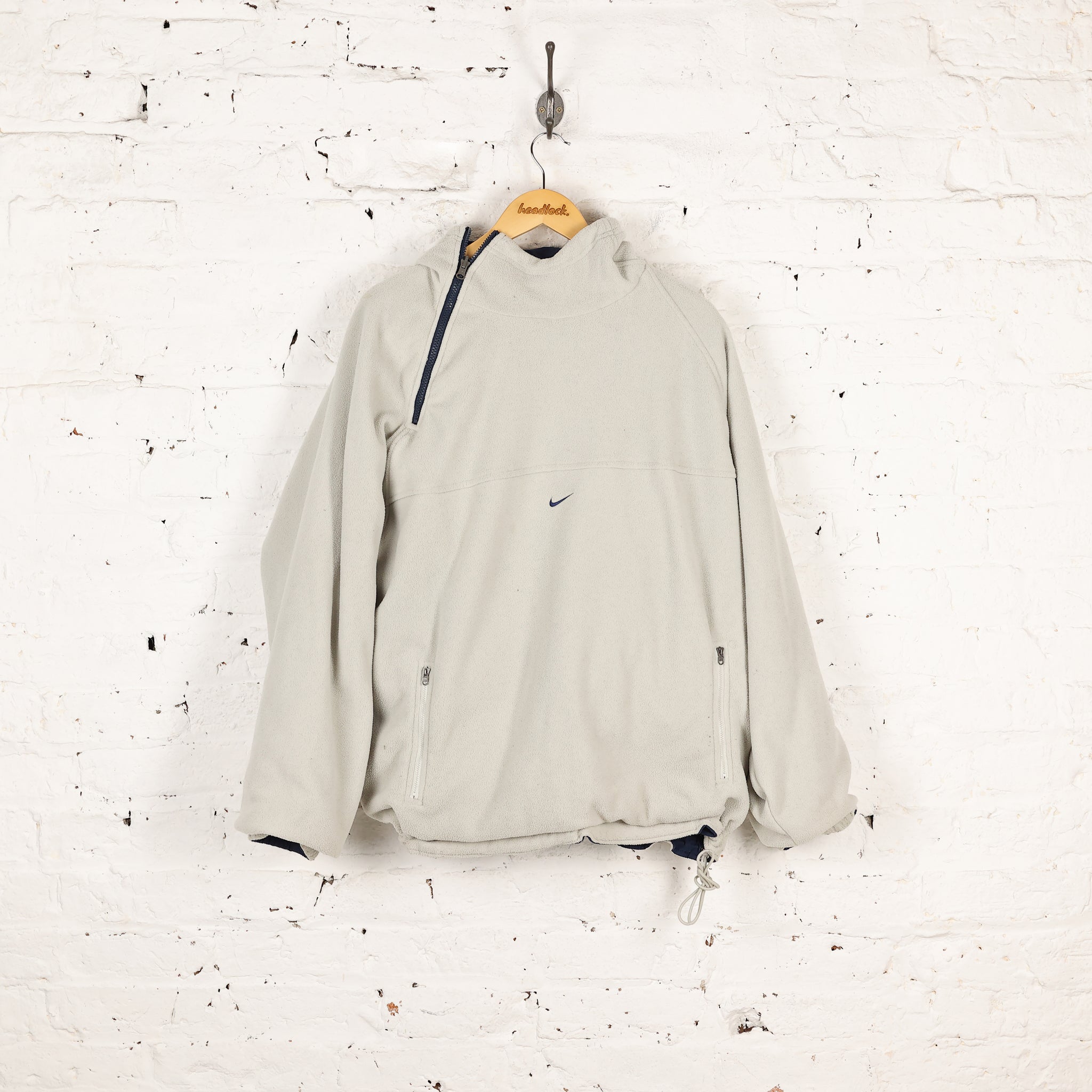 Nike 90s Reversible Fleece Hoodie Beige XL Headlock