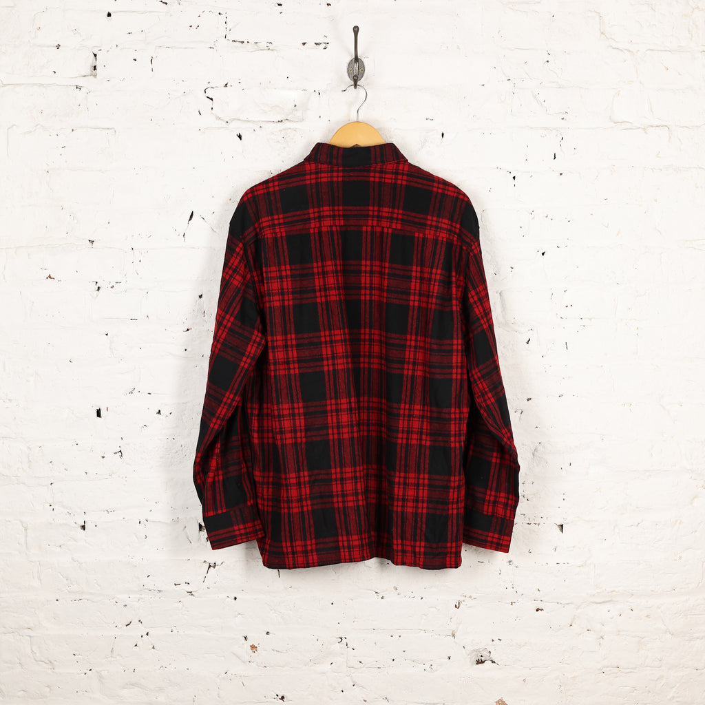 Plaid Check Wool Shirt - Red/Black - XL