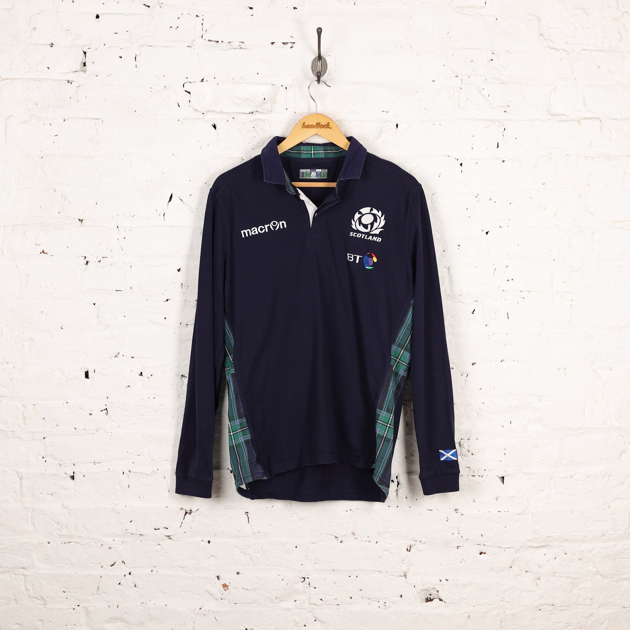 Scotland Rugby 2015 Macron Long Sleeve Shirt - Blue - M – Headlock