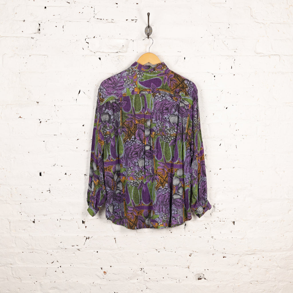 90s Fruit Long Sleeve Pattern Shirt - Purple - S