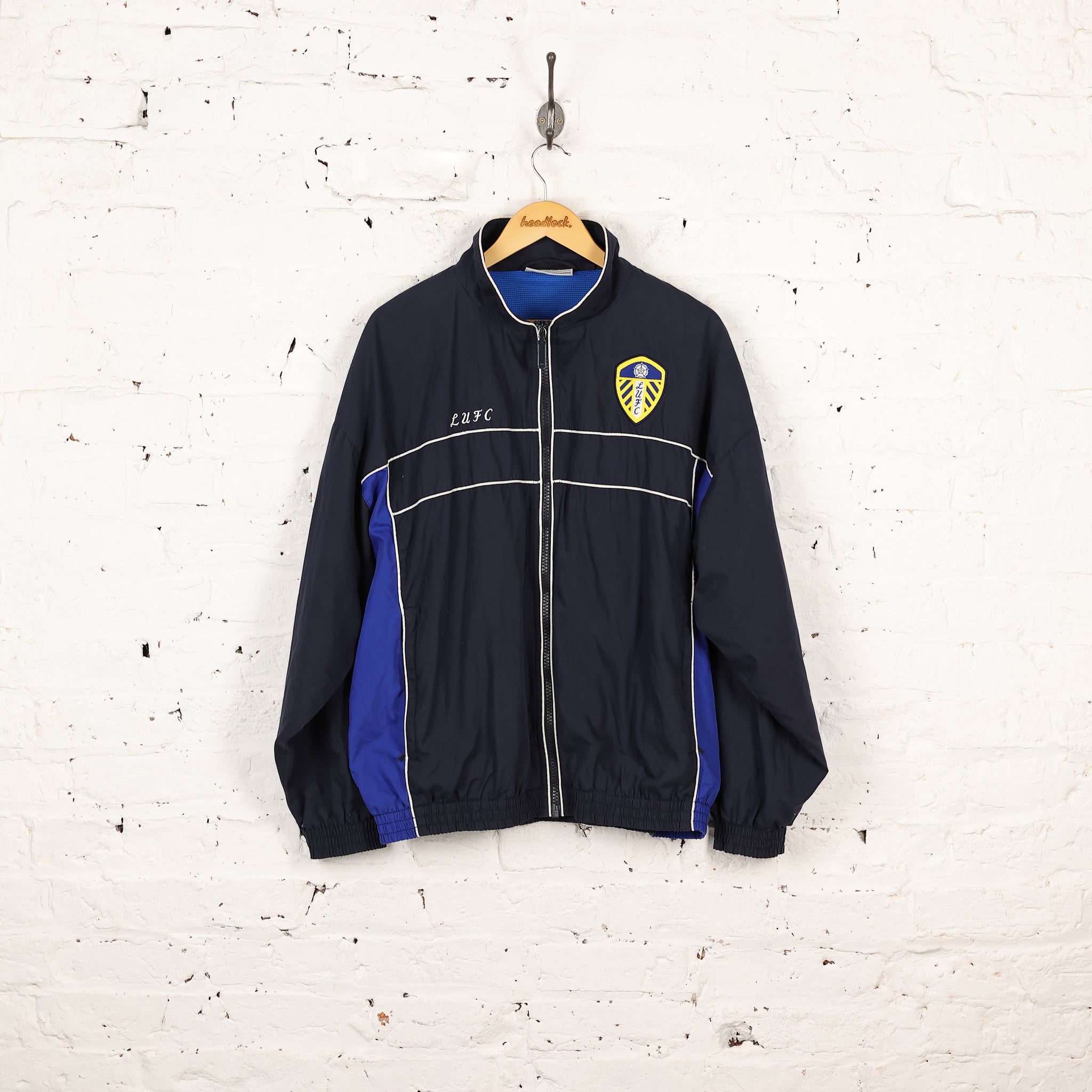Veste D'entraînement Leeds United Macron - Taille M - Bleu Foncé - Occasion Très Bon état