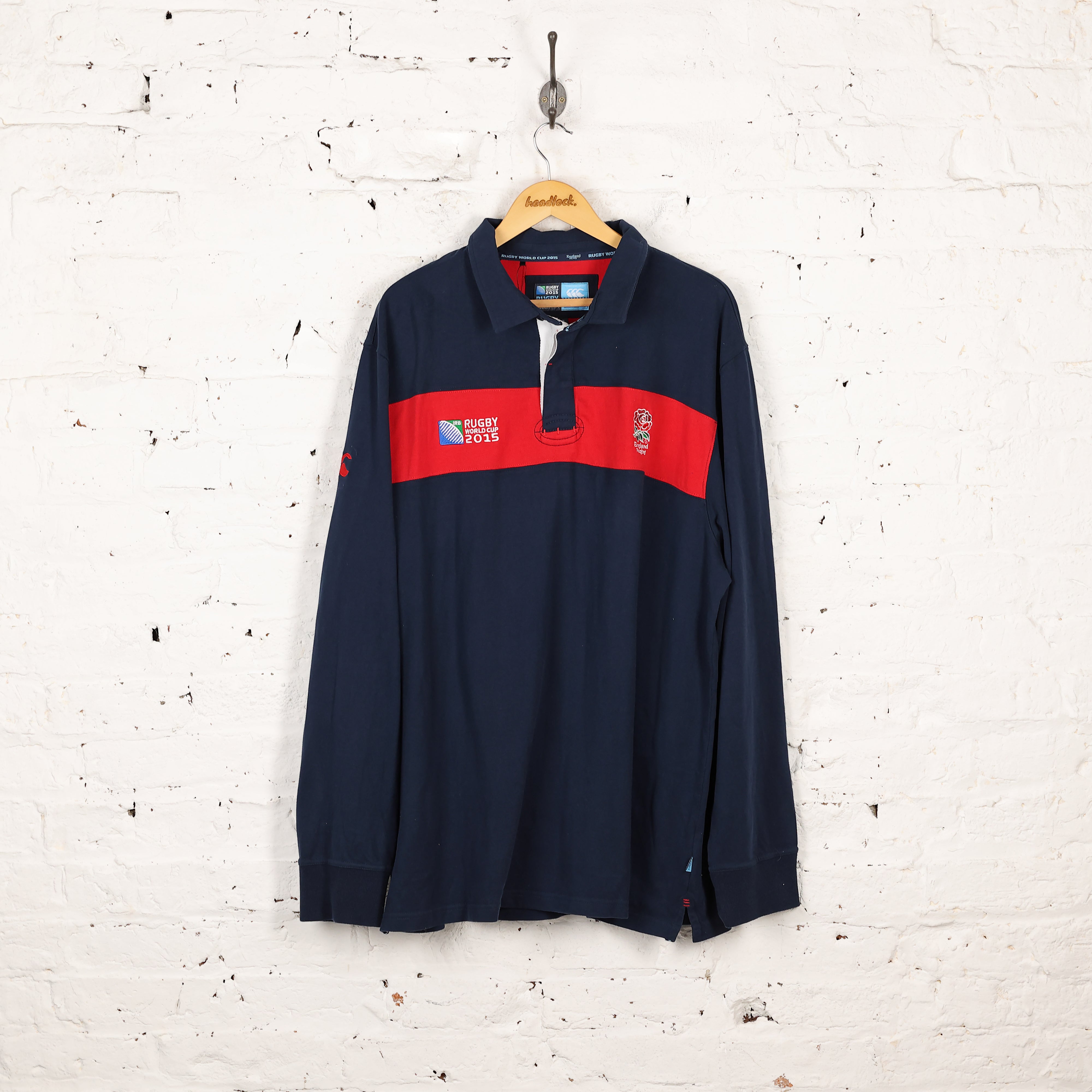 Canterbury England 2015 World Cup Long Sleeve Rugby Polo Shirt