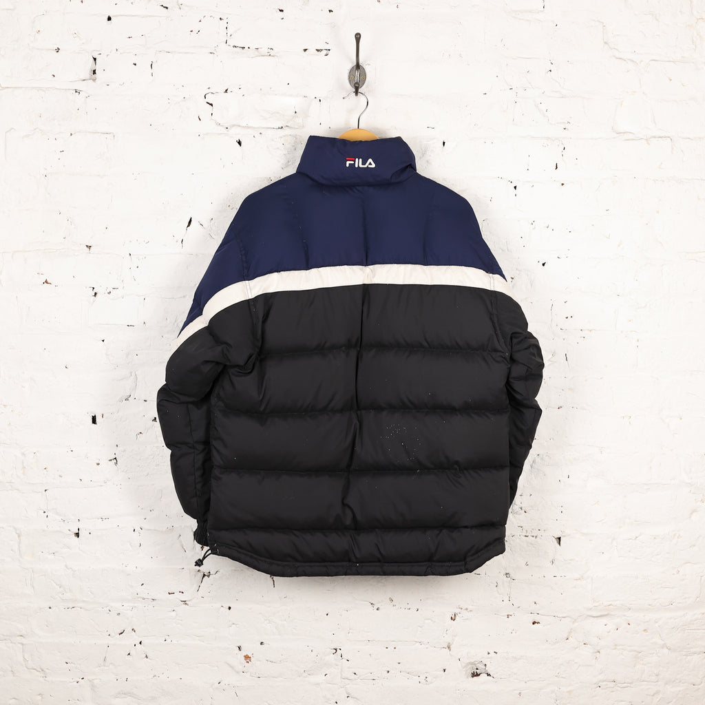 Fila 90s Quilted Puffer Jacket Coat - Blue - S