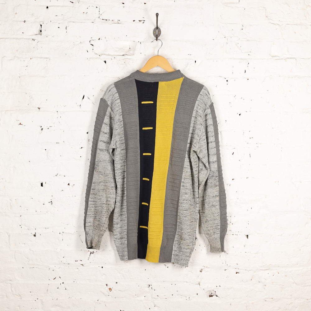 Carlo Colucci Pattern Texture Knit Jumper - Grey - L