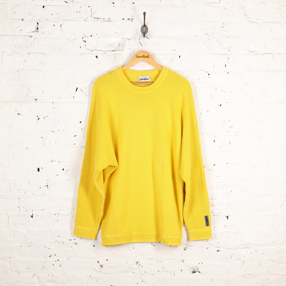 Carlo Colucci Ribbed Texture Knit Jumper - Yellow - XL