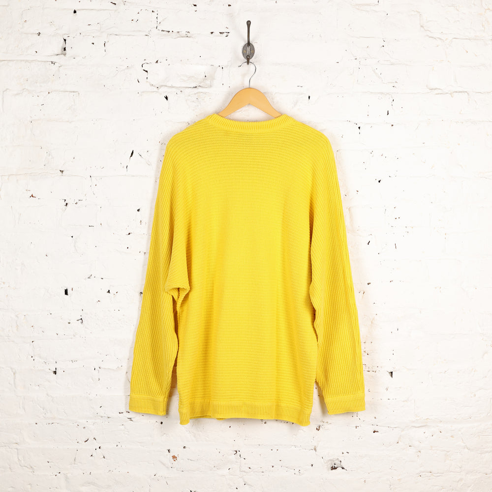 Carlo Colucci Ribbed Texture Knit Jumper - Yellow - XL