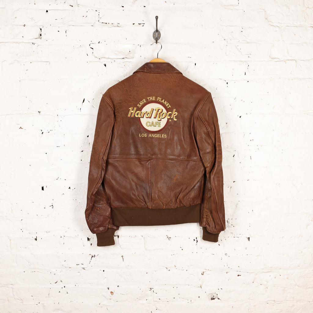 Hard Rock Cafe Los Angeles 90s Leather Jacket - Brown - S