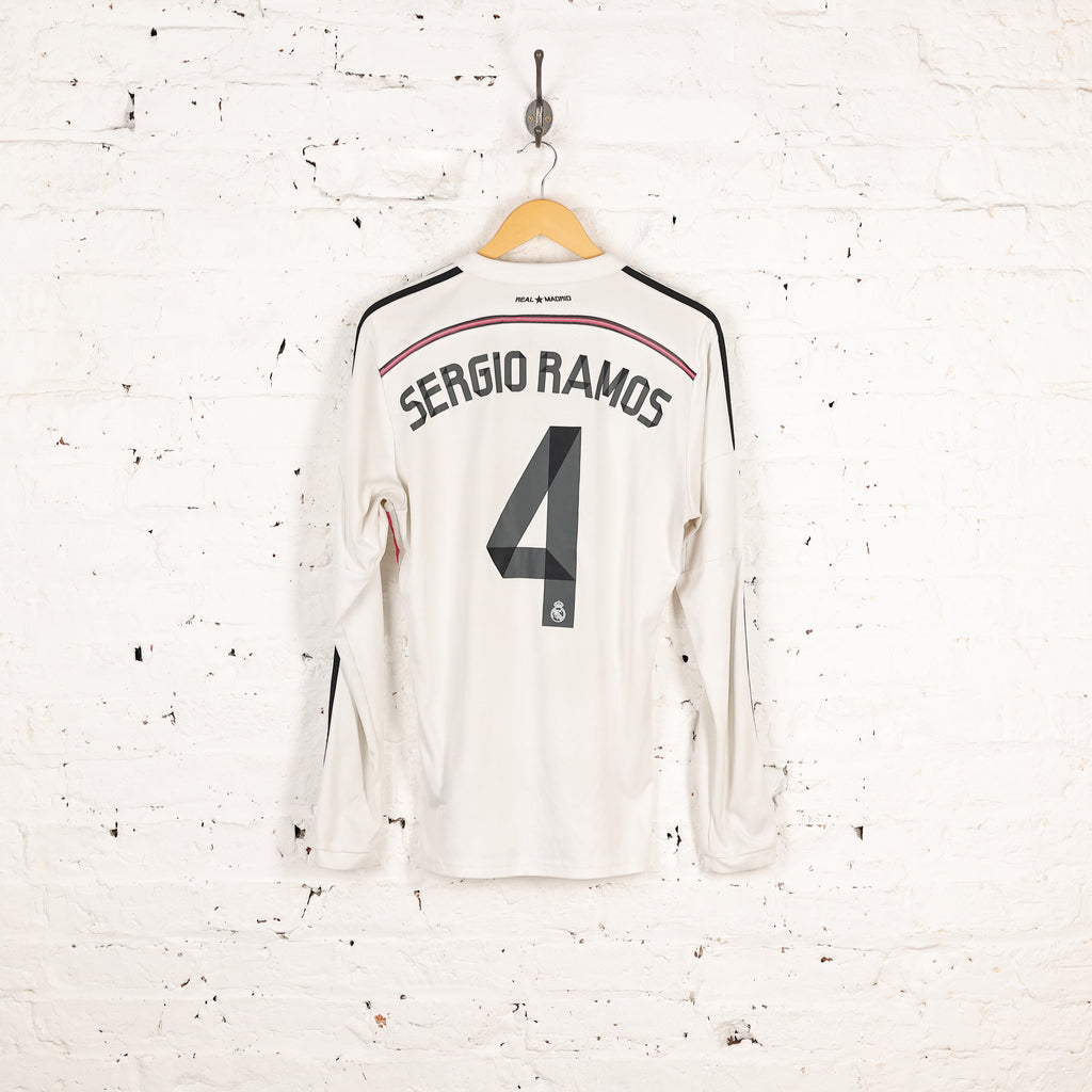 Adidas Real Madrid 2014 Ramos Long Sleeve Home Football Shirt - White -  M