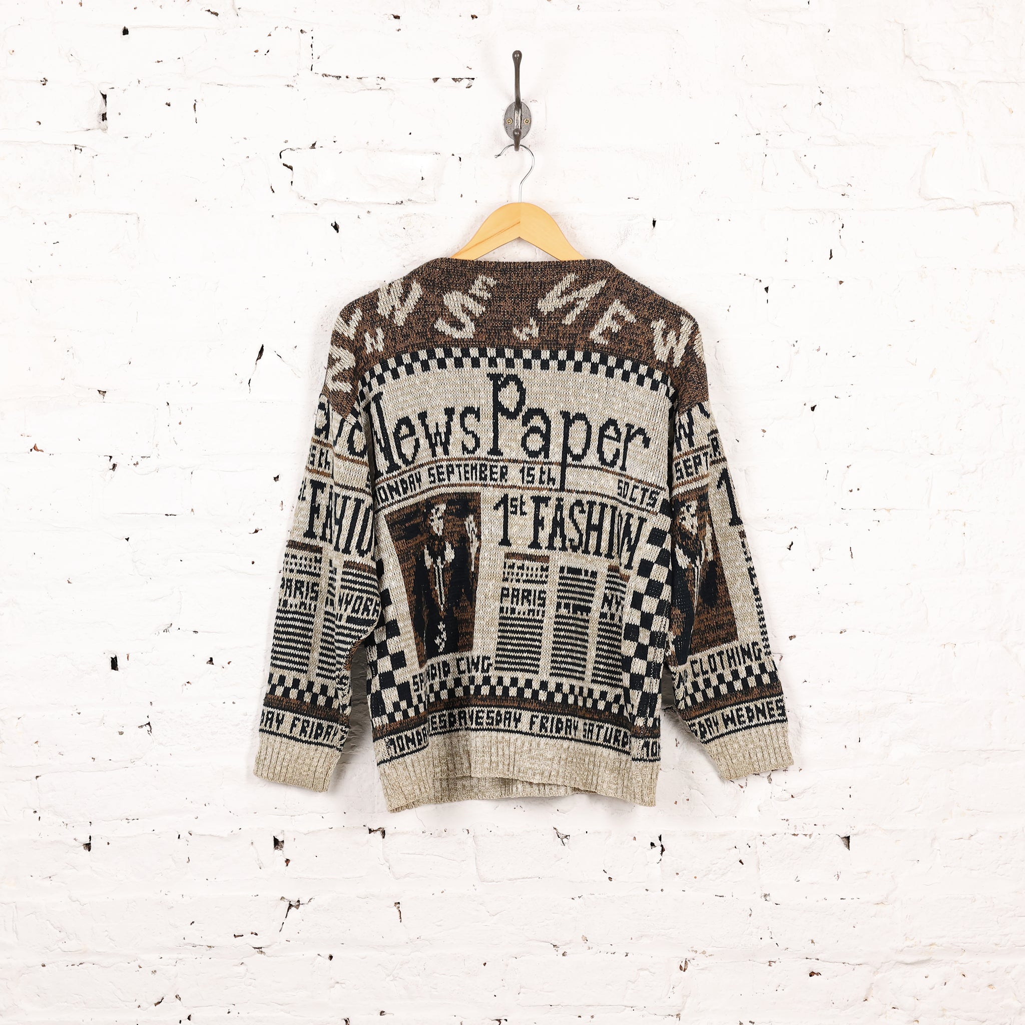 NEWS PAPER JACQUARED KNIT TOP AMERI NEWS PAPER JACQUARED KNIT TOP