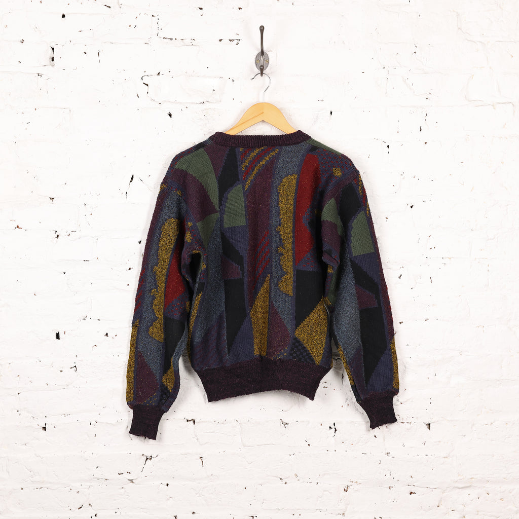 90s Pattern Knit Jumper - Purple - S