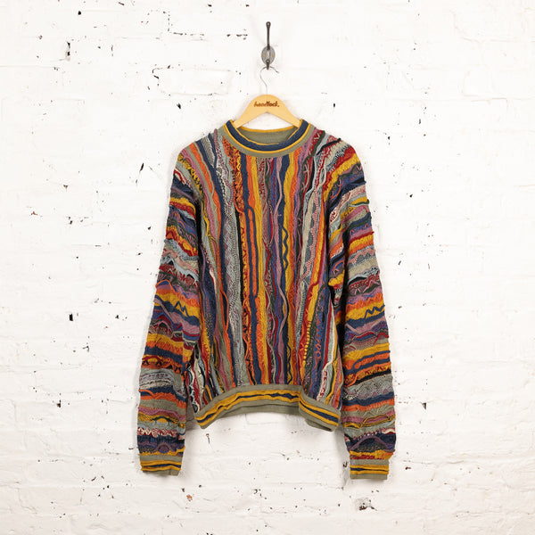 Coogi Texture Pattern Knit Jumper - Blue/Orange - XL – Headlock