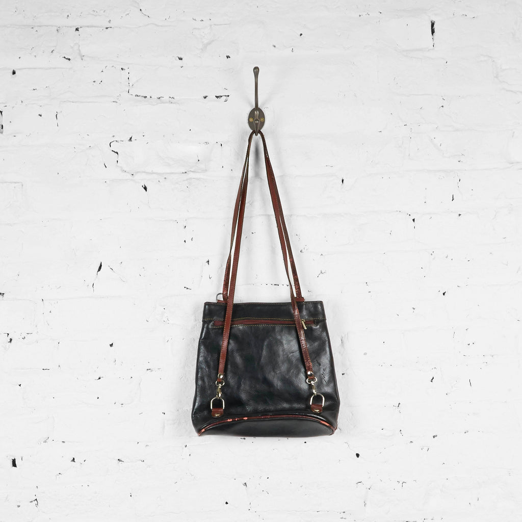 Vintage Leather Backpack/Handbag - Black/Brown - One Size - Headlock