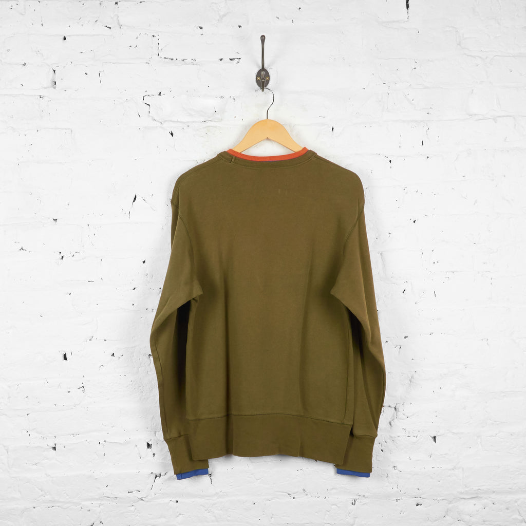 Vintage Napapijri Sweatshirt - Green/Yellow/Orange - M - Headlock