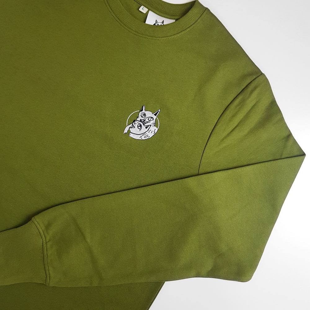 Cats Organic Cotton Sweatshirt - Khaki - S/M/L/XL - Headlock
