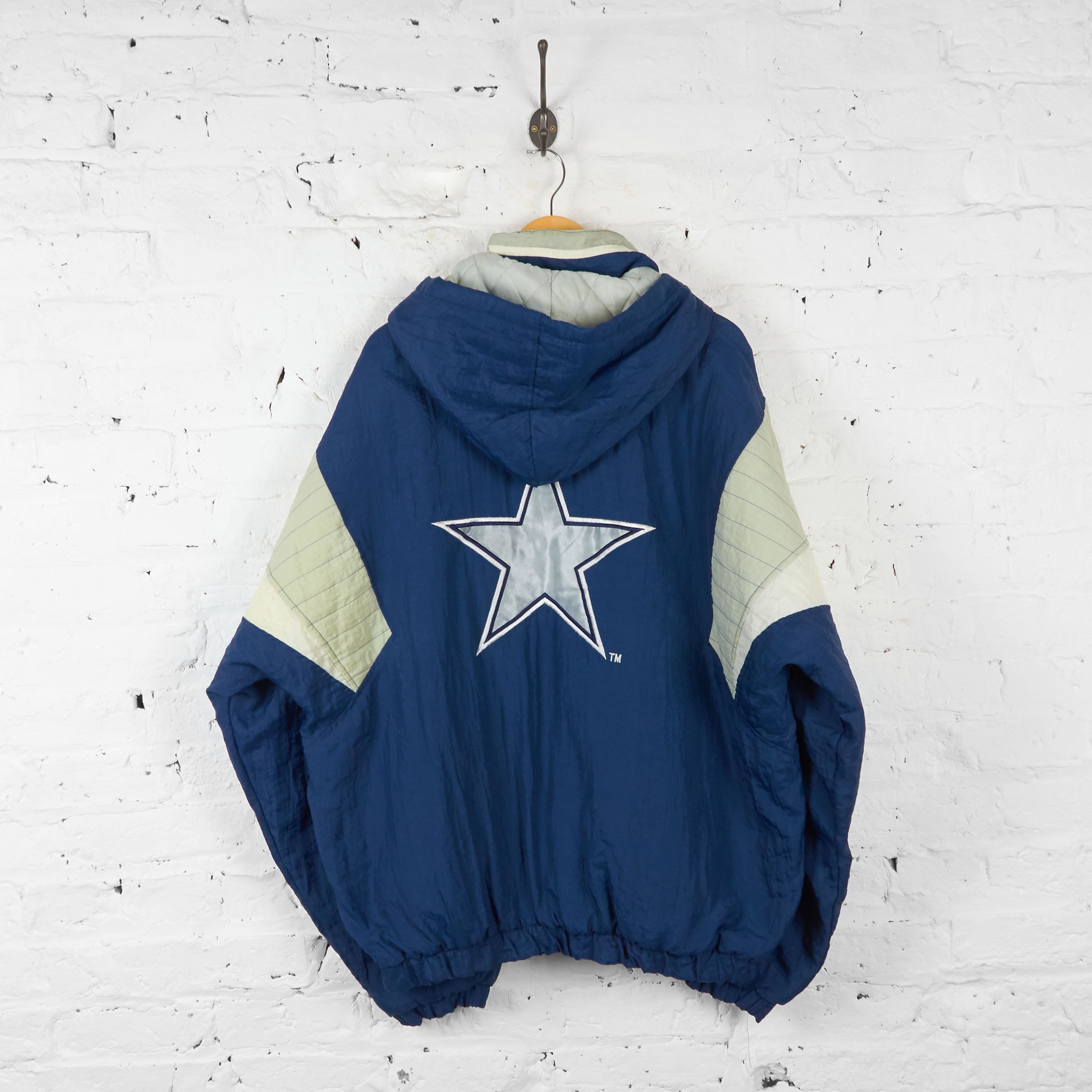 Men's Starter White/Navy Dallas Cowboys Thursday Night Lights Half-Snap Hoodie  Jacket