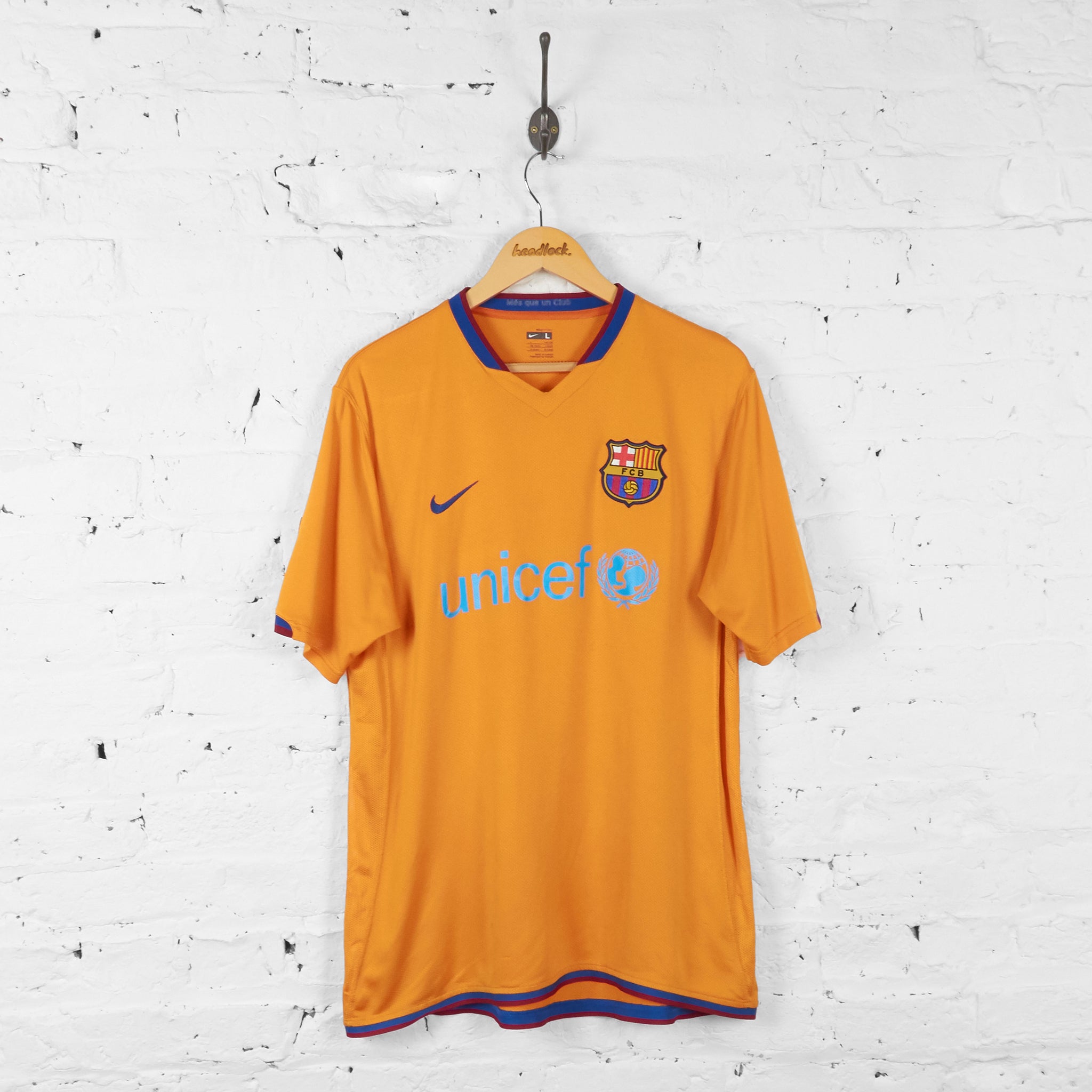 Fcb Jersey Orange FC Barcelona 2006 Away Football Shirt Orange L