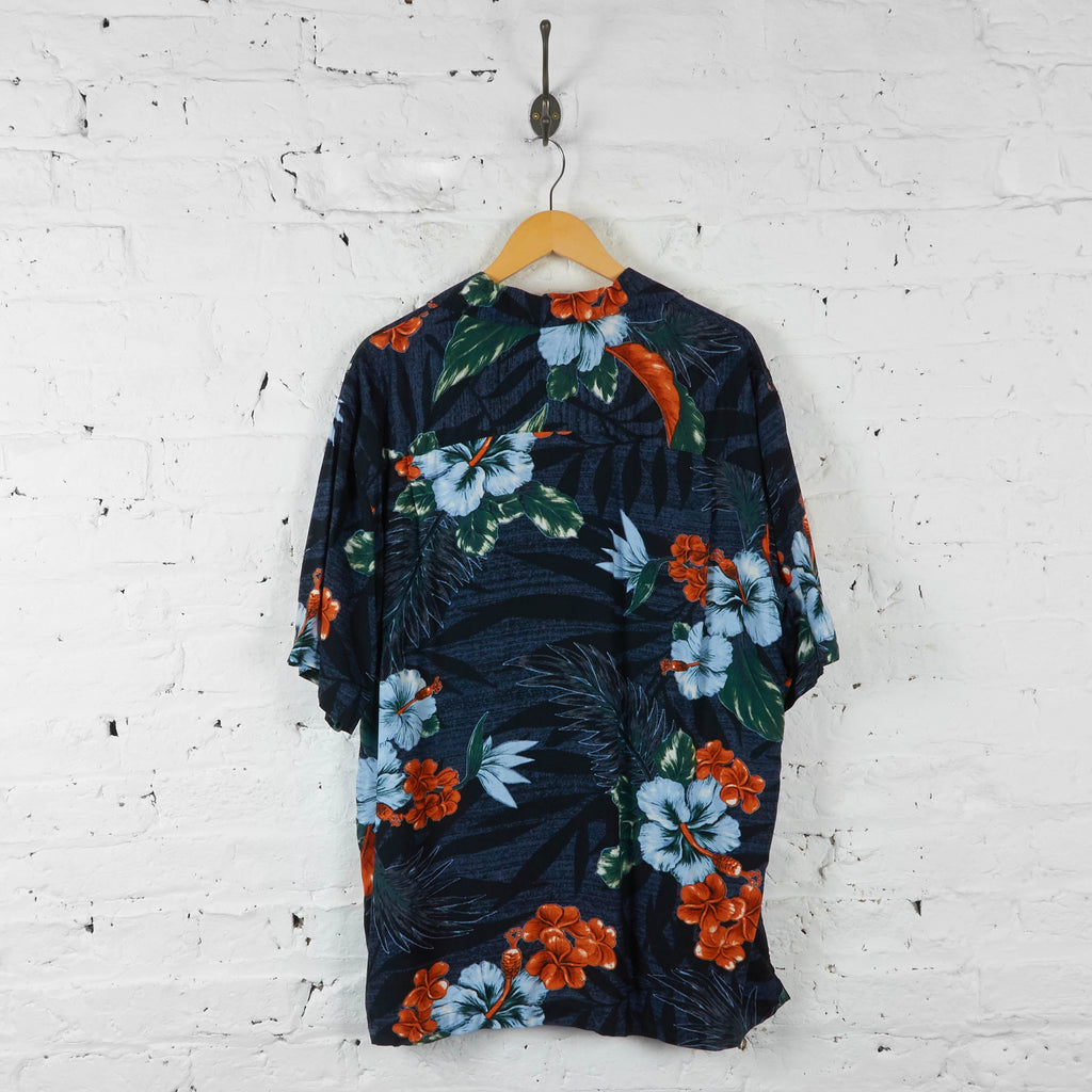 Floral Hawaiian Shirt - Blue - L - Headlock