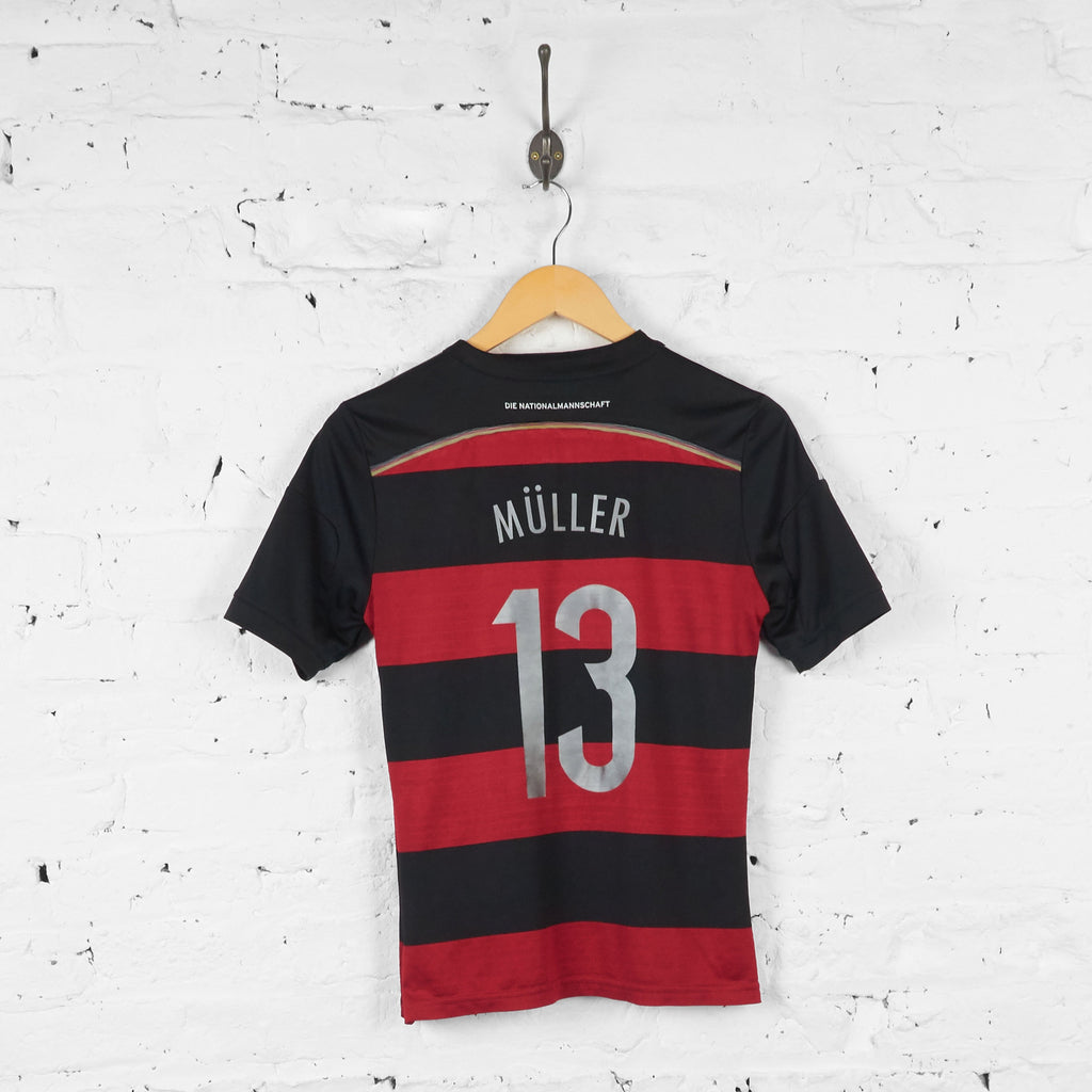 Kids Germany Muller Away 2014 Football Shirt - Red/Black - L Boys - Headlock