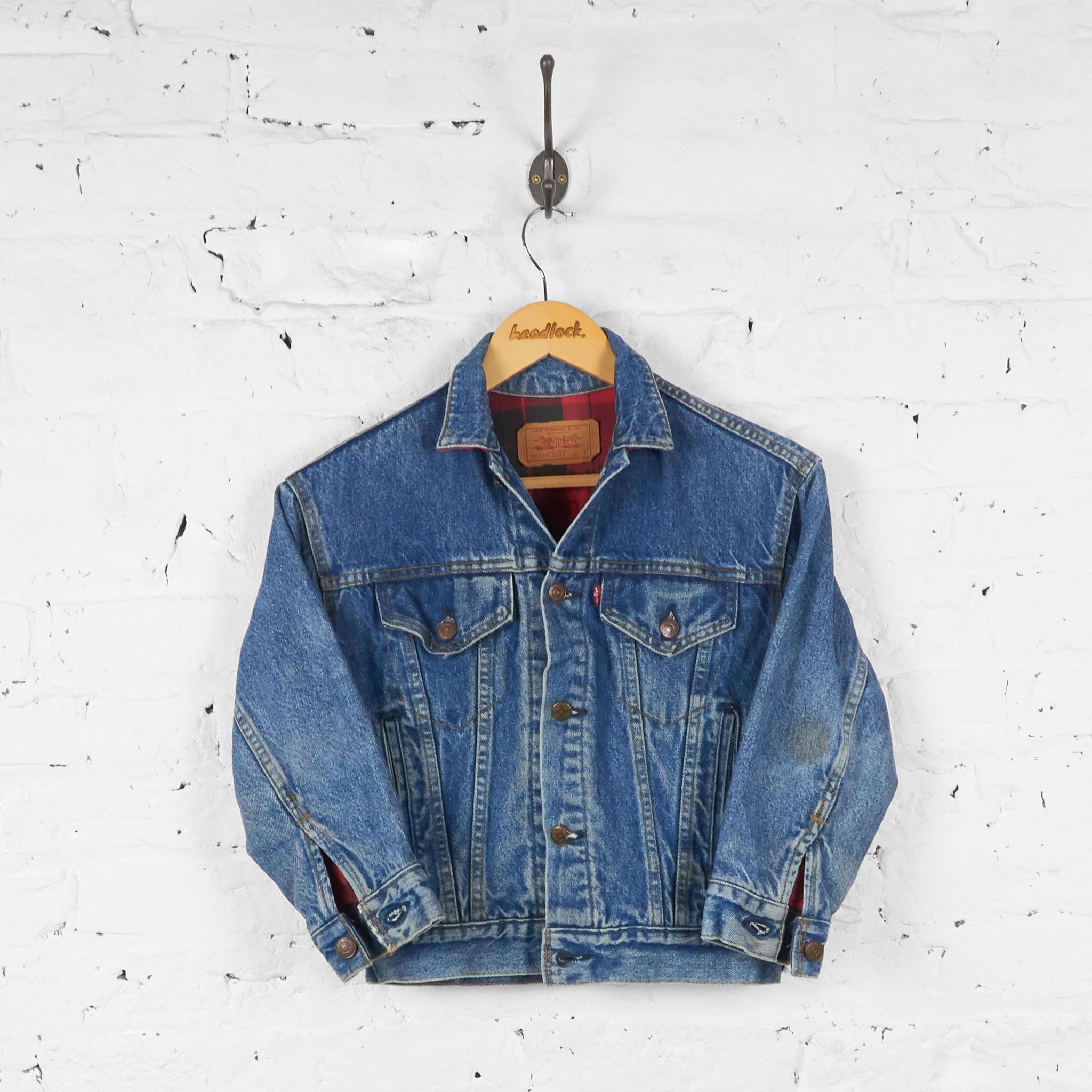 Kids Levis Check Lined Denim Jacket Blue S Boys Headlock