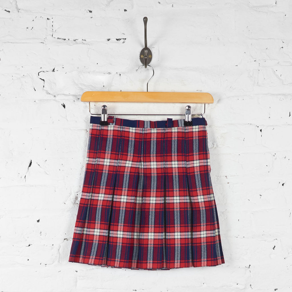 Kids Tartan Check Kilt Skirt - Red/Blue - S Girls - Headlock