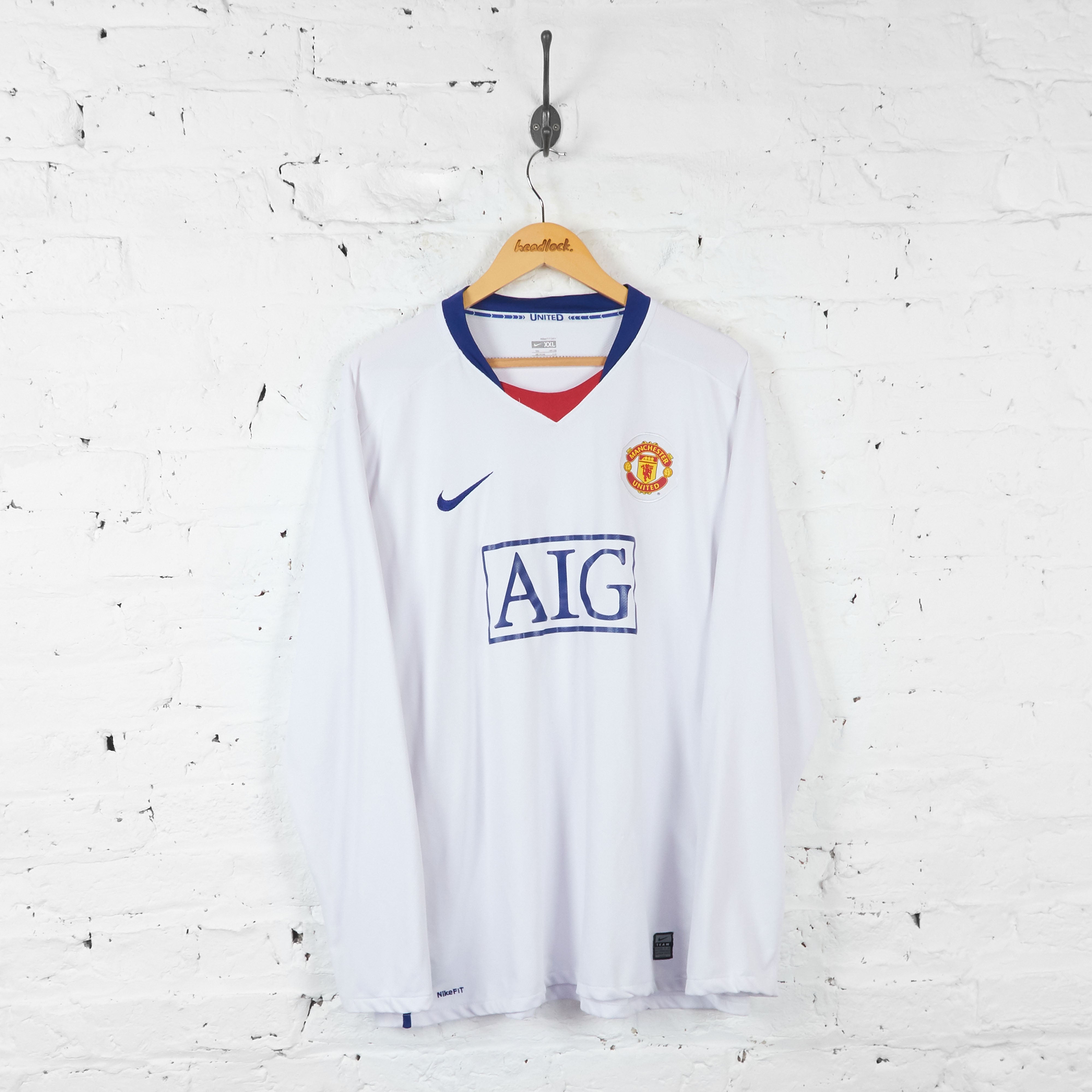 Manchester United Long Sleeve 2008 Away Football Shirt White
