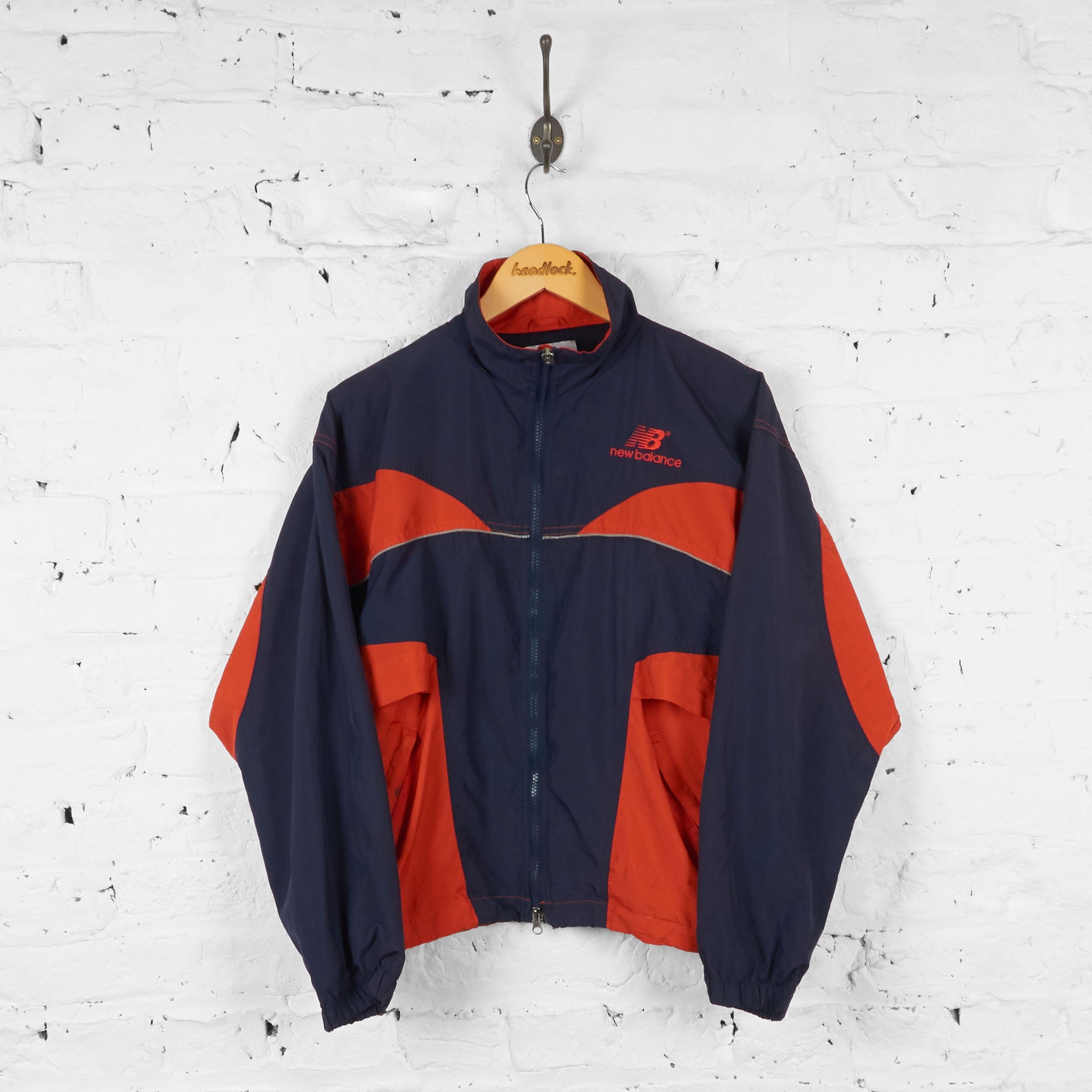New Balance Windbreaker Shell Jacket Blue Orange M Headlock