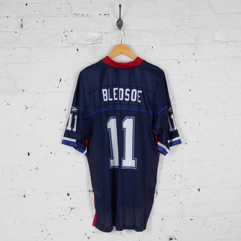 New England Patriots Bledsoe American Football NFL Jersey - Blue - L - Headlock