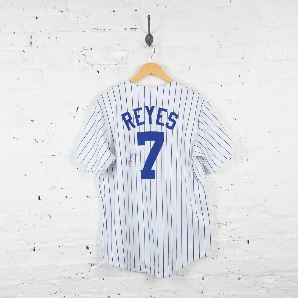 New York Mets Reyes 7 Signed Baseball Jersey Shirt - White - L - Headlock