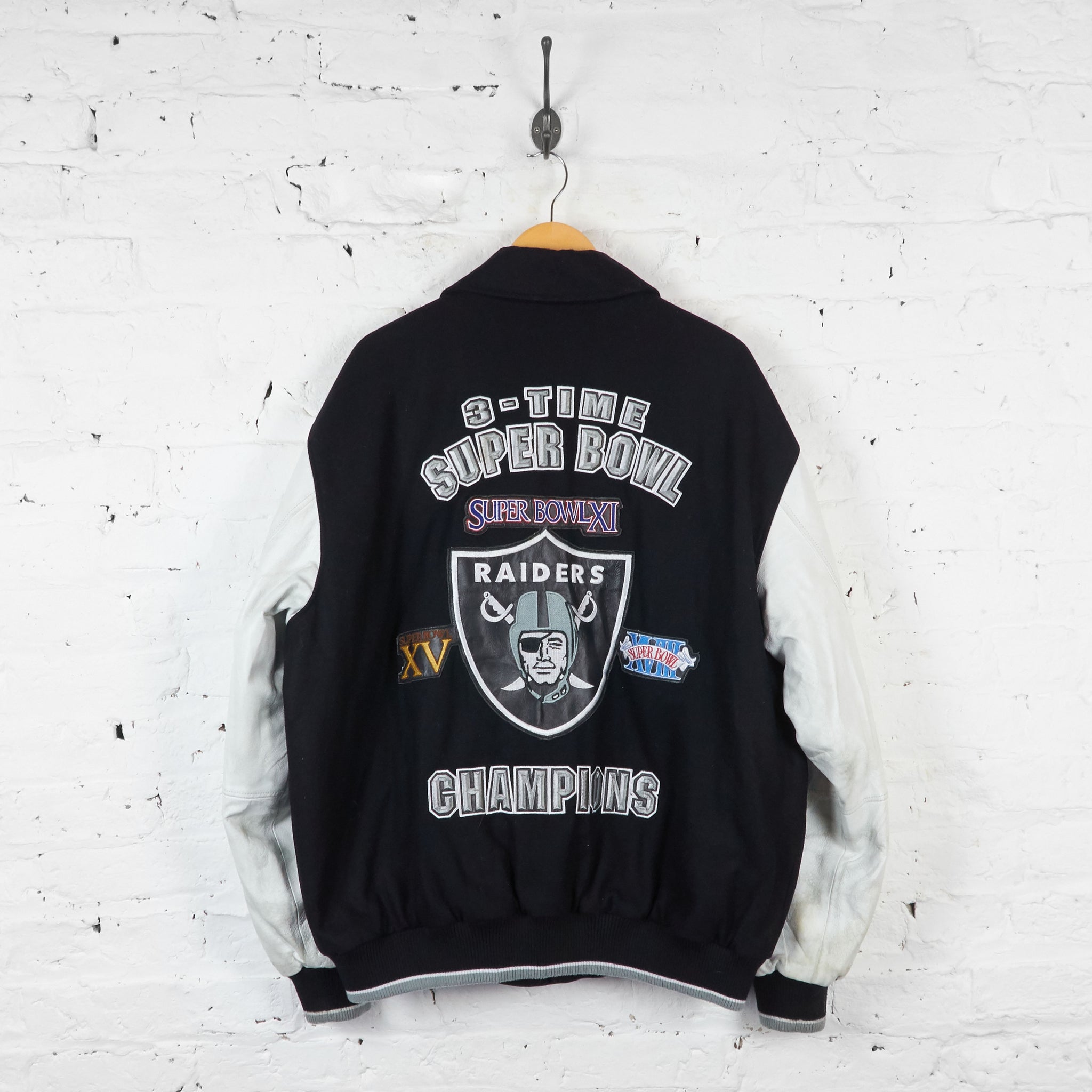 Oakland Raiders Superbowl Varsity Jacket - Black - XL – Headlock
