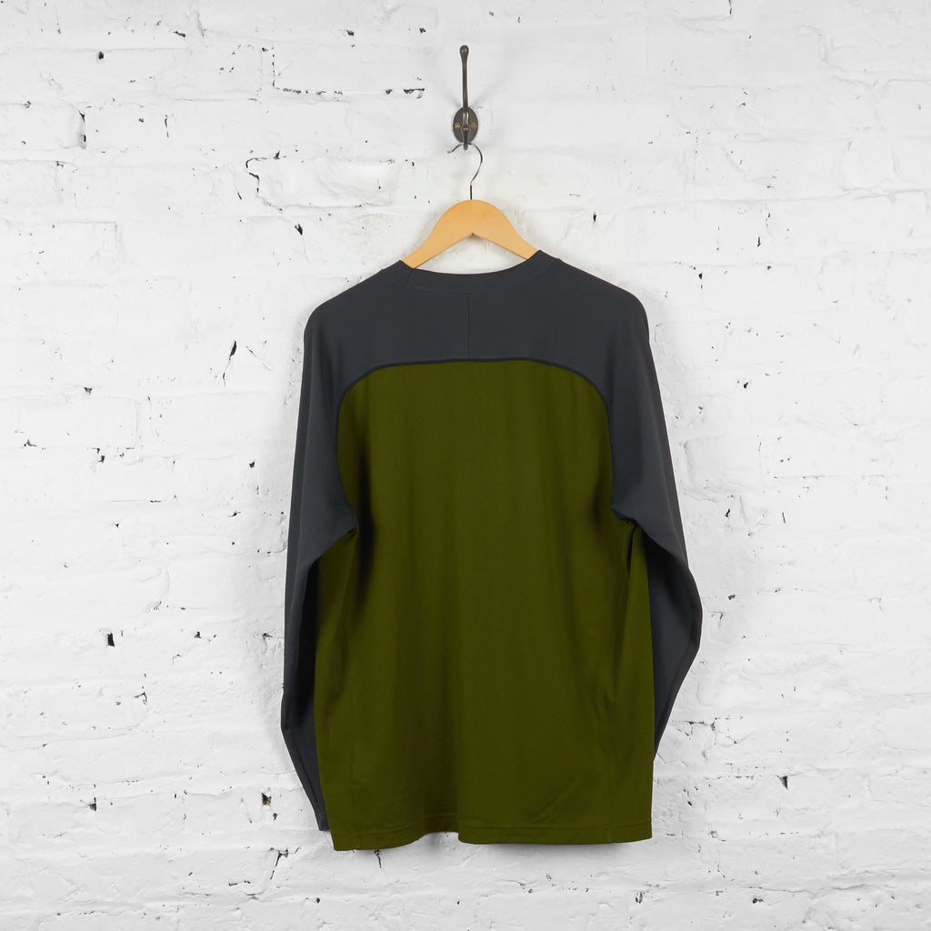 Vintage The North Face Long Sleeve T Shirt - Green/Grey - XL - Headlock