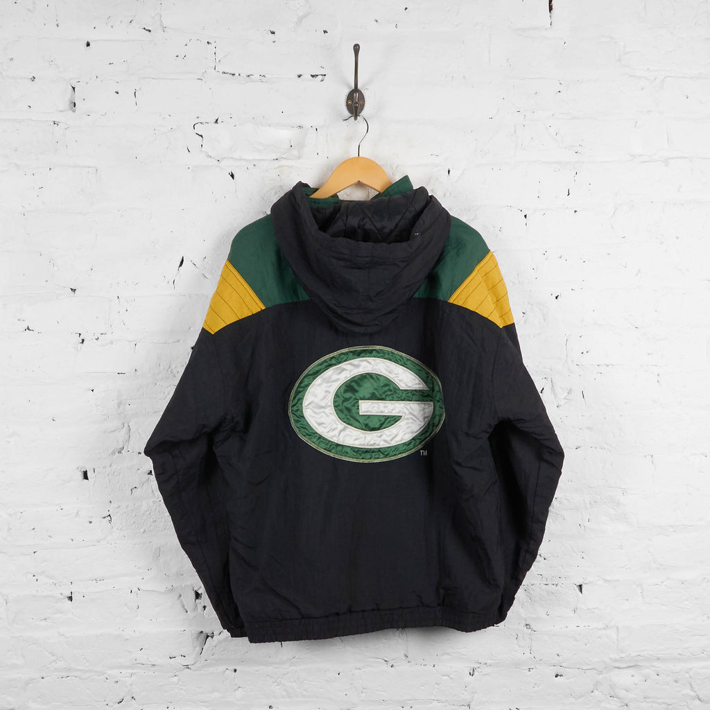 Vintage 1/4 Zip Up Green Bay Packers NFL Padded Jacket - Green/Yellow - XL - Headlock