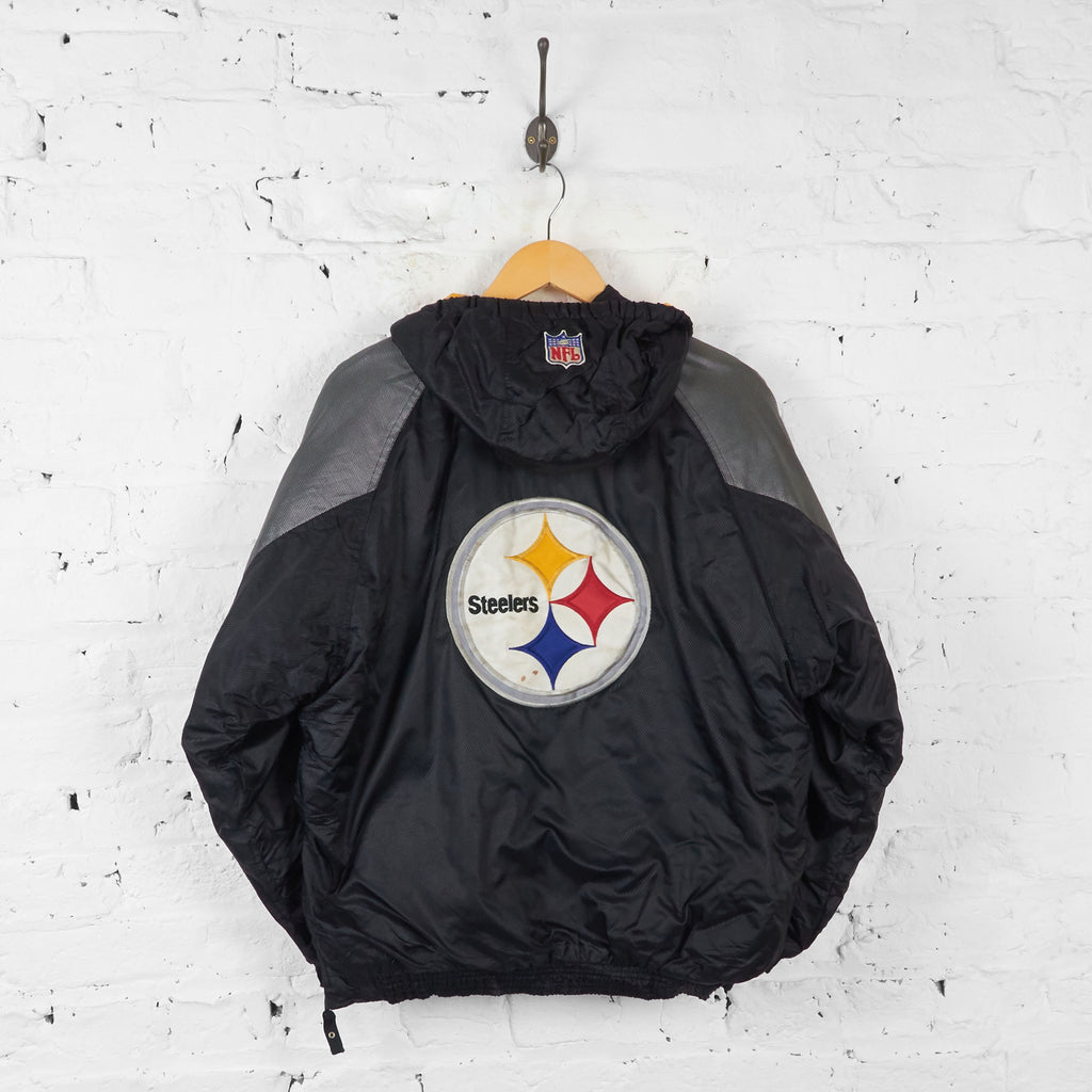 Vintage 1/4 Zip Up Pittsburgh Steelers NFL Padded Jacket - Black - L - Headlock