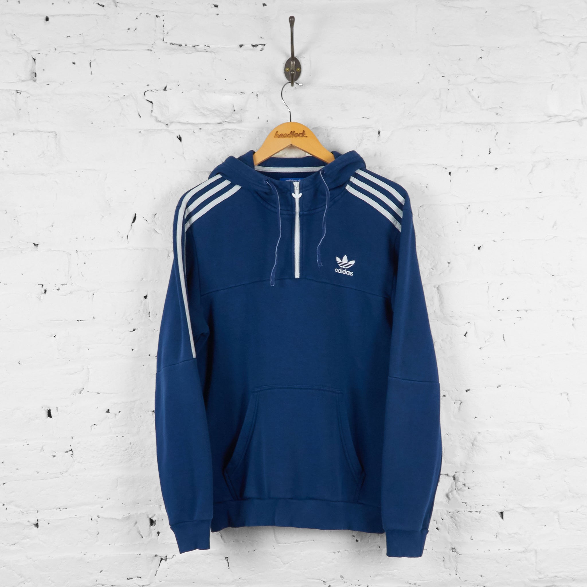 Vintage Adidas 1 4 Zip Up Hoodie Blue M Headlock