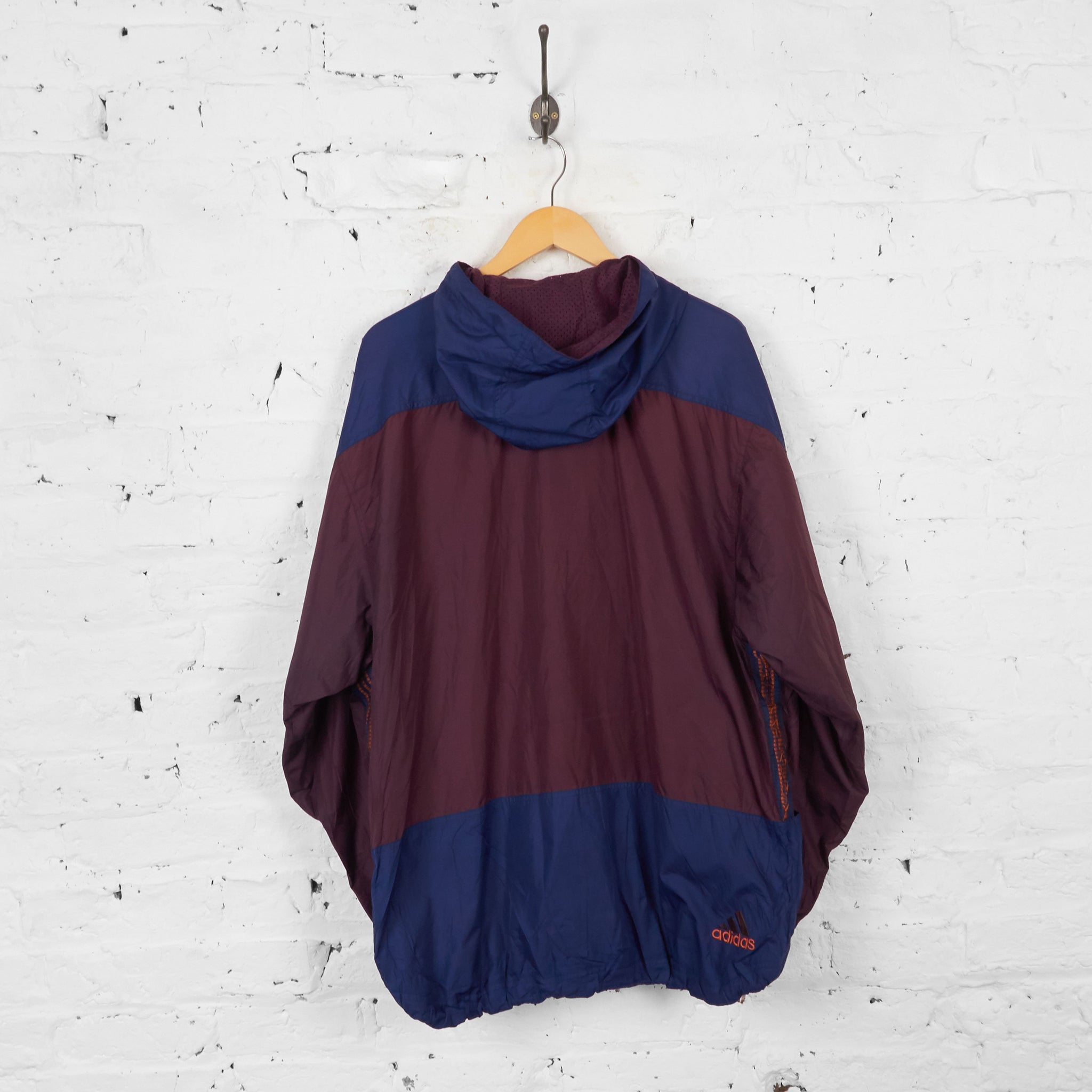 Vintage Adidas Cagoule Jacket Blue Burgundy XL Headlock