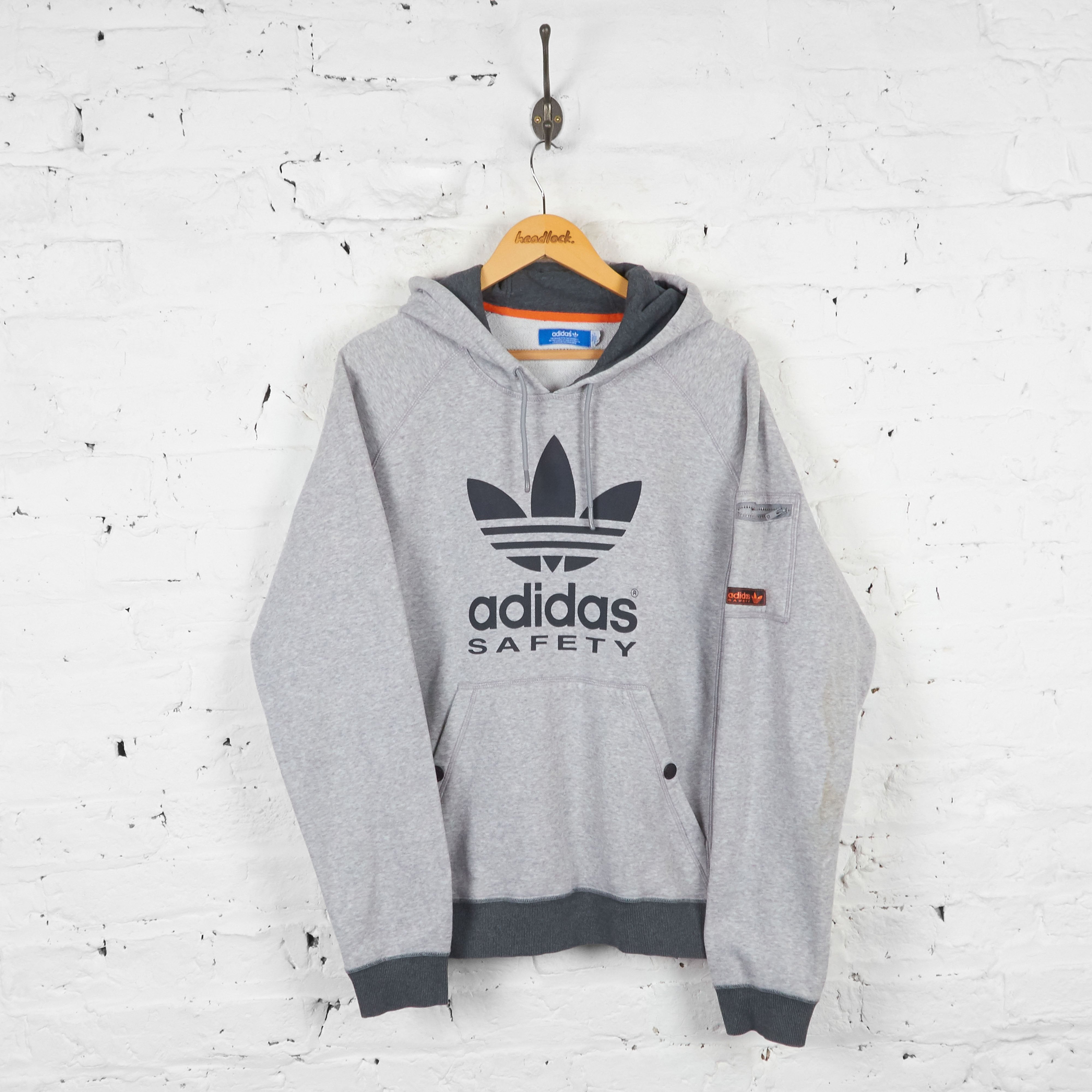 Vintage Adidas Safety Hoodie Grey L Headlock
