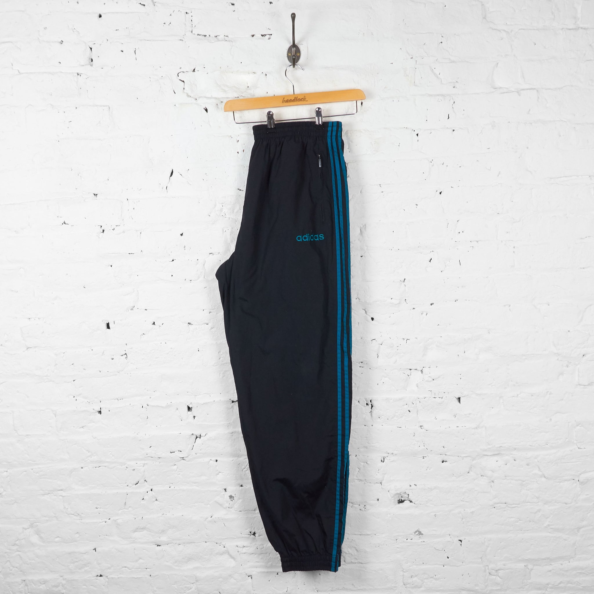 Vintage Adidas Shell Tracksuit Bottoms Black L Headlock