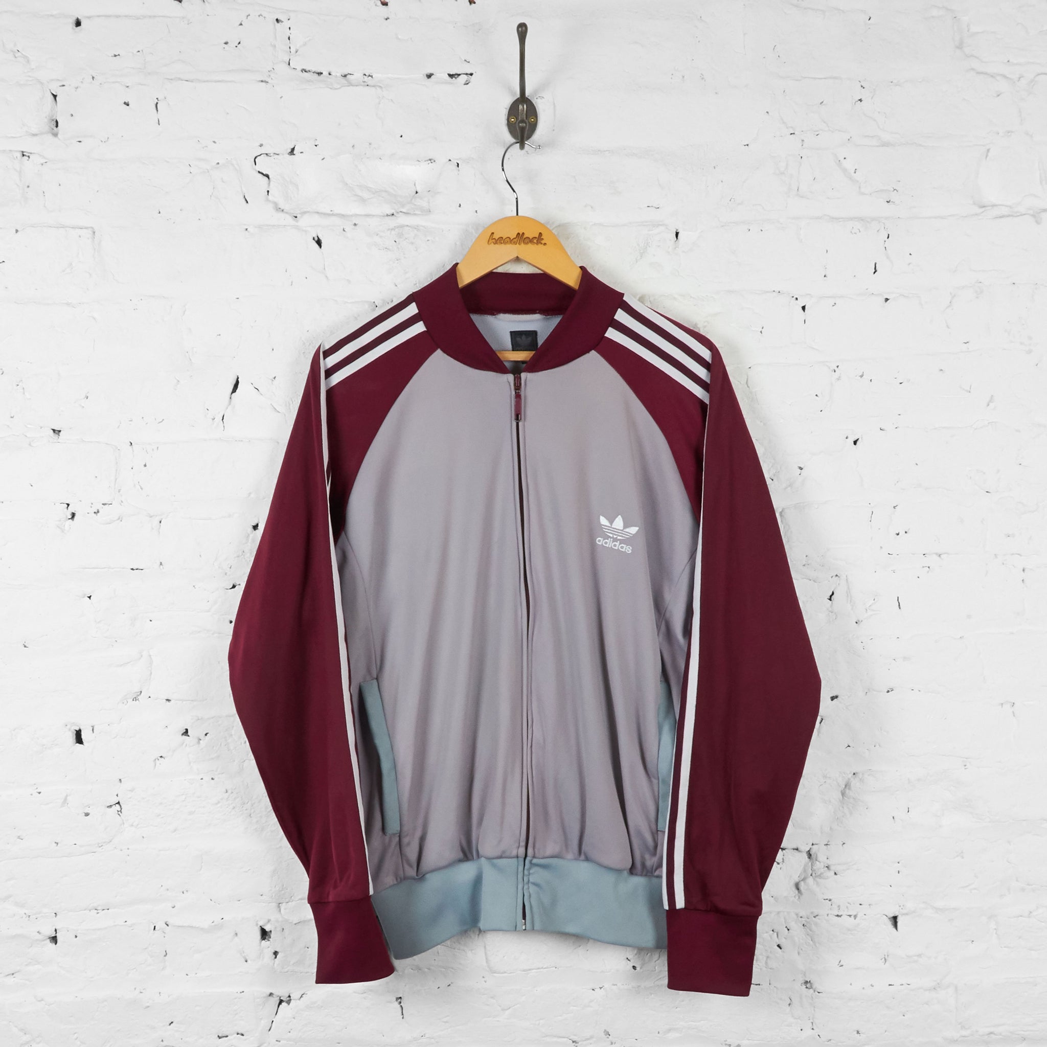 Vintage Adidas Tracksuit Top Burgundy/Grey L – Headlock