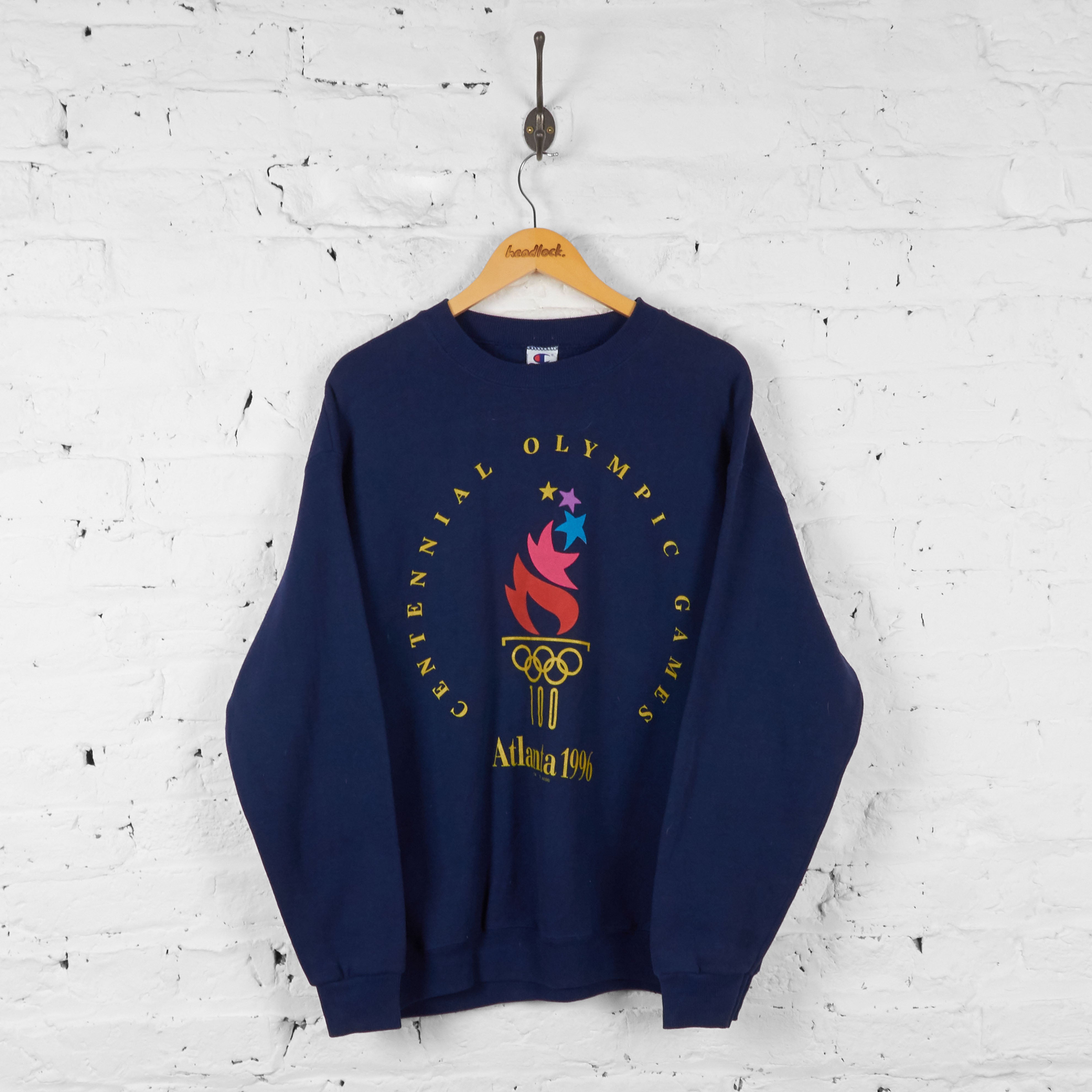 Vintage Champion Atlanta Olympics 1996 Sweatshirt Navy L Headlock